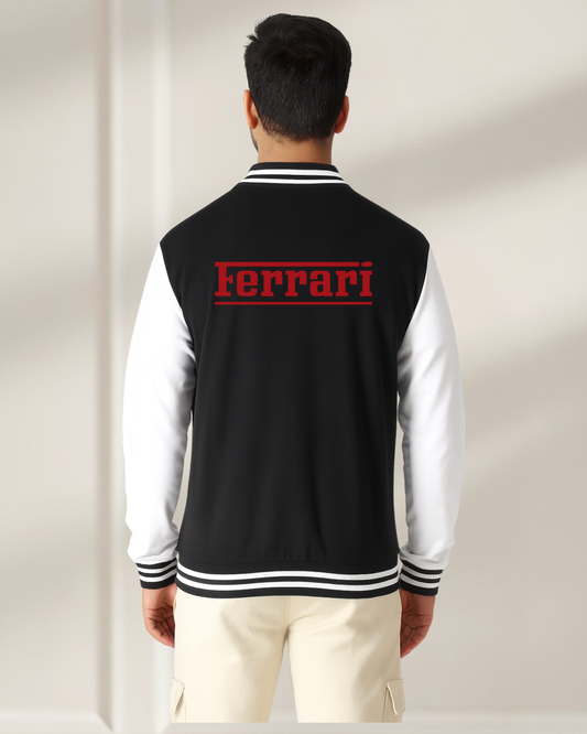 Premium Black & White Varsity Jacket – Ferrari Inspired Edition | Névo X